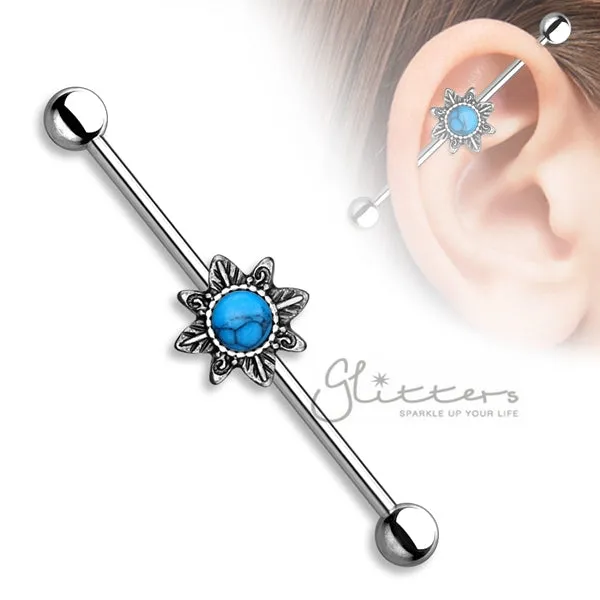 14GA 316L Surgical Steel Opal Glitter Industrial Barbells