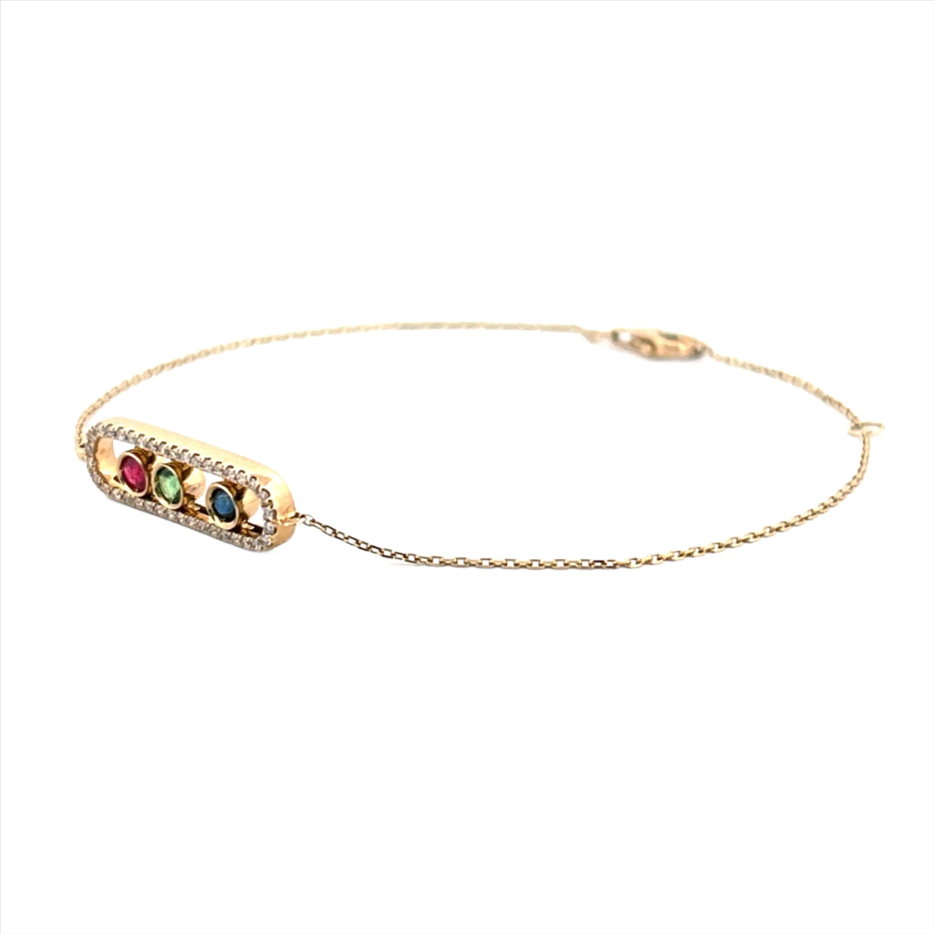 14K Gold Sliding RGB Diamond Bracelet