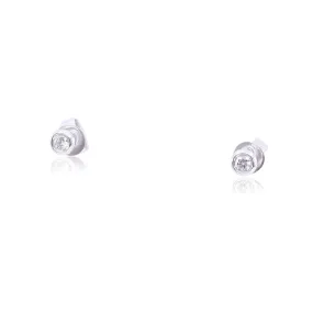 18K WHITE GOLD BEZEL SET DIAMOND STUD EARRINGS 0.15CTW