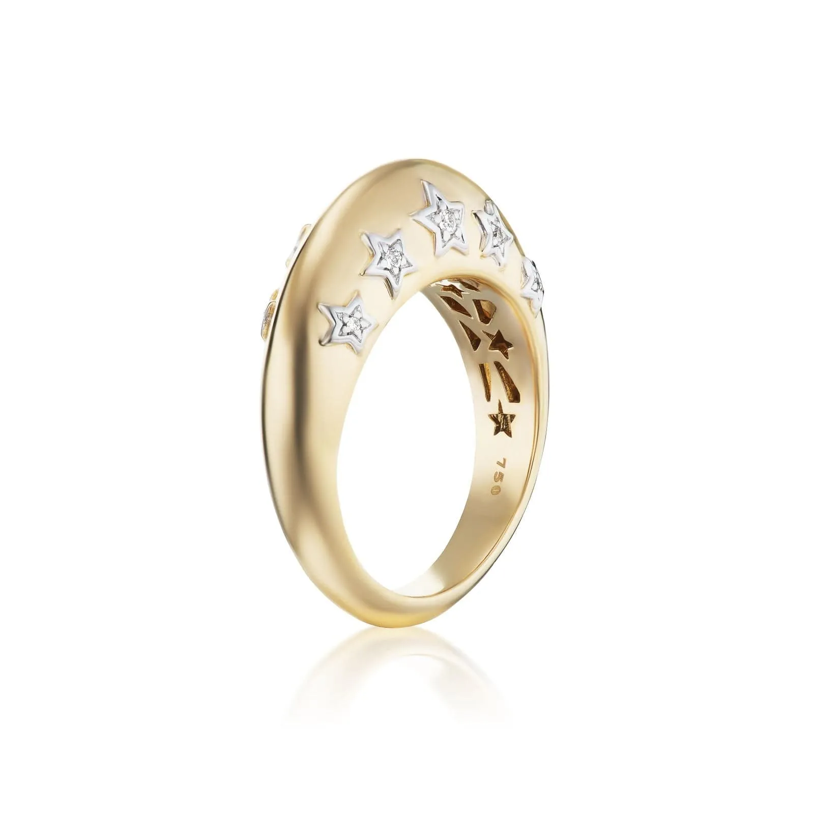 18K Yellow Gold Domed Stelle Diamond Ring