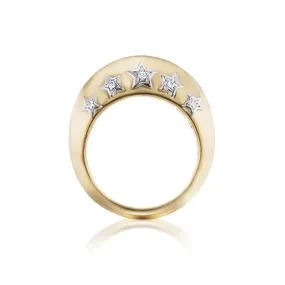 18K Yellow Gold Domed Stelle Diamond Ring