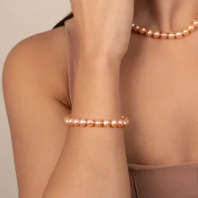 7.5-8.0 mm Pink to Peach Freshwater AA  Pearl Bracelet