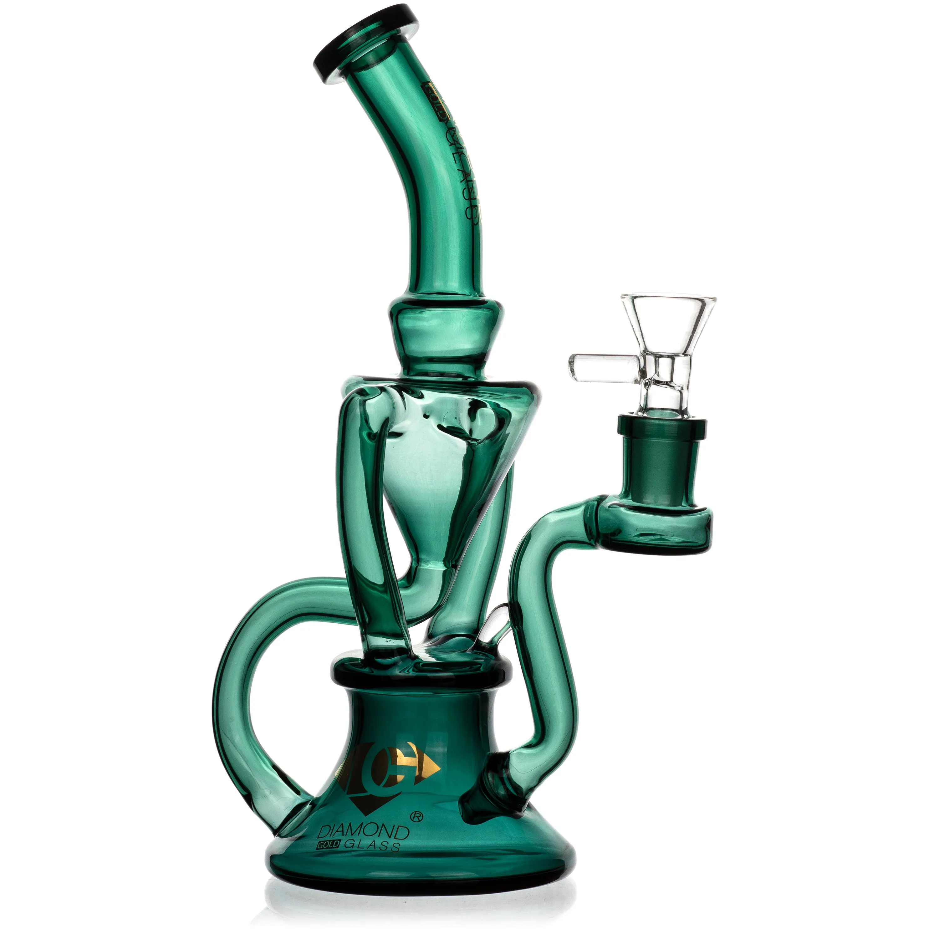 9” Full Color Recycler Rig, by Diamond Glass (free banger included)