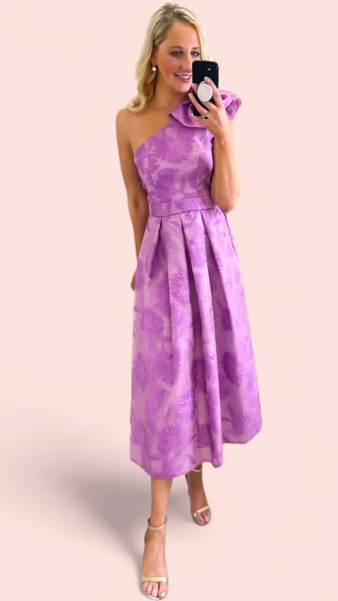 A1547 Orchid Jacquard Flare Dress