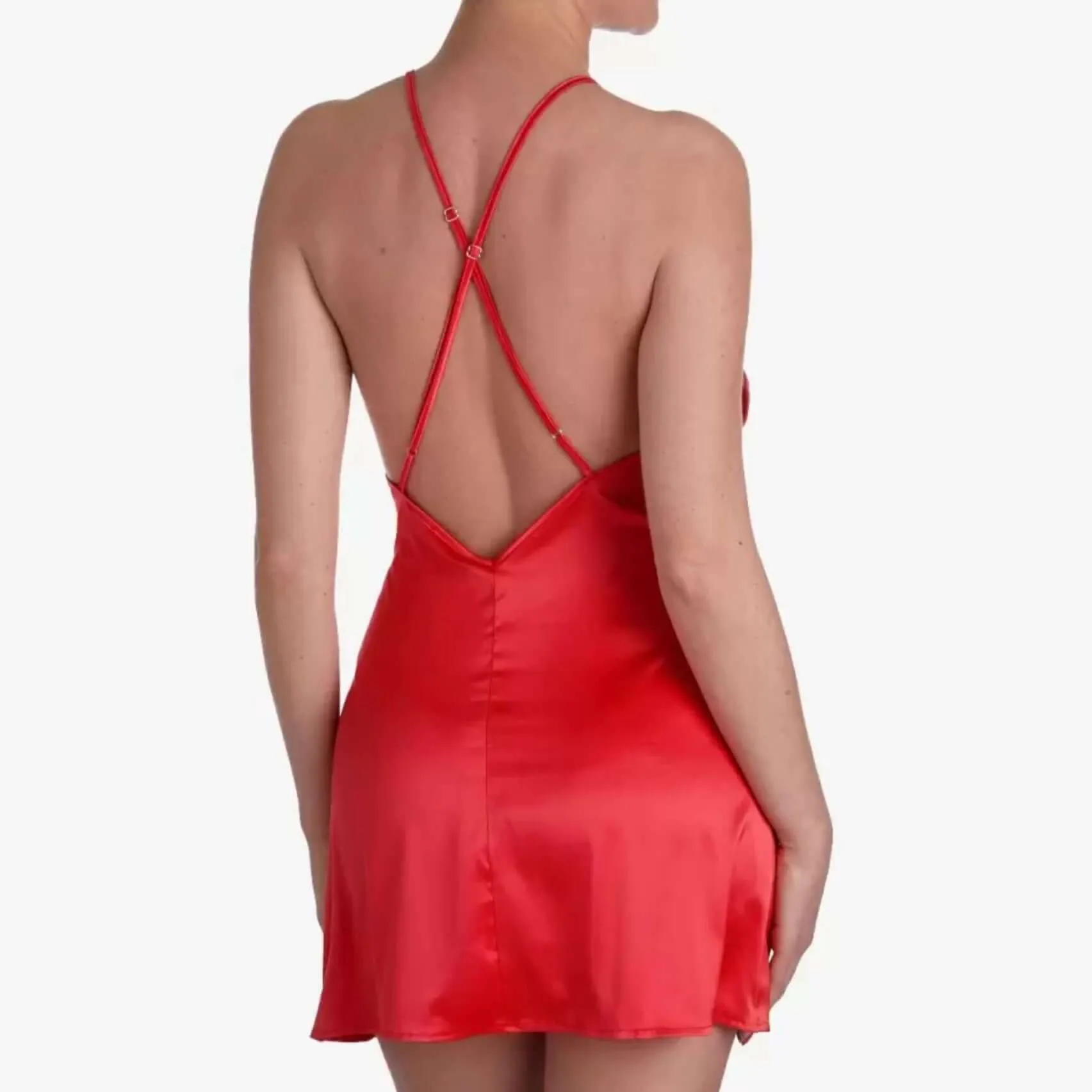 Ajour Gelato Satin Chemise in Red K4A