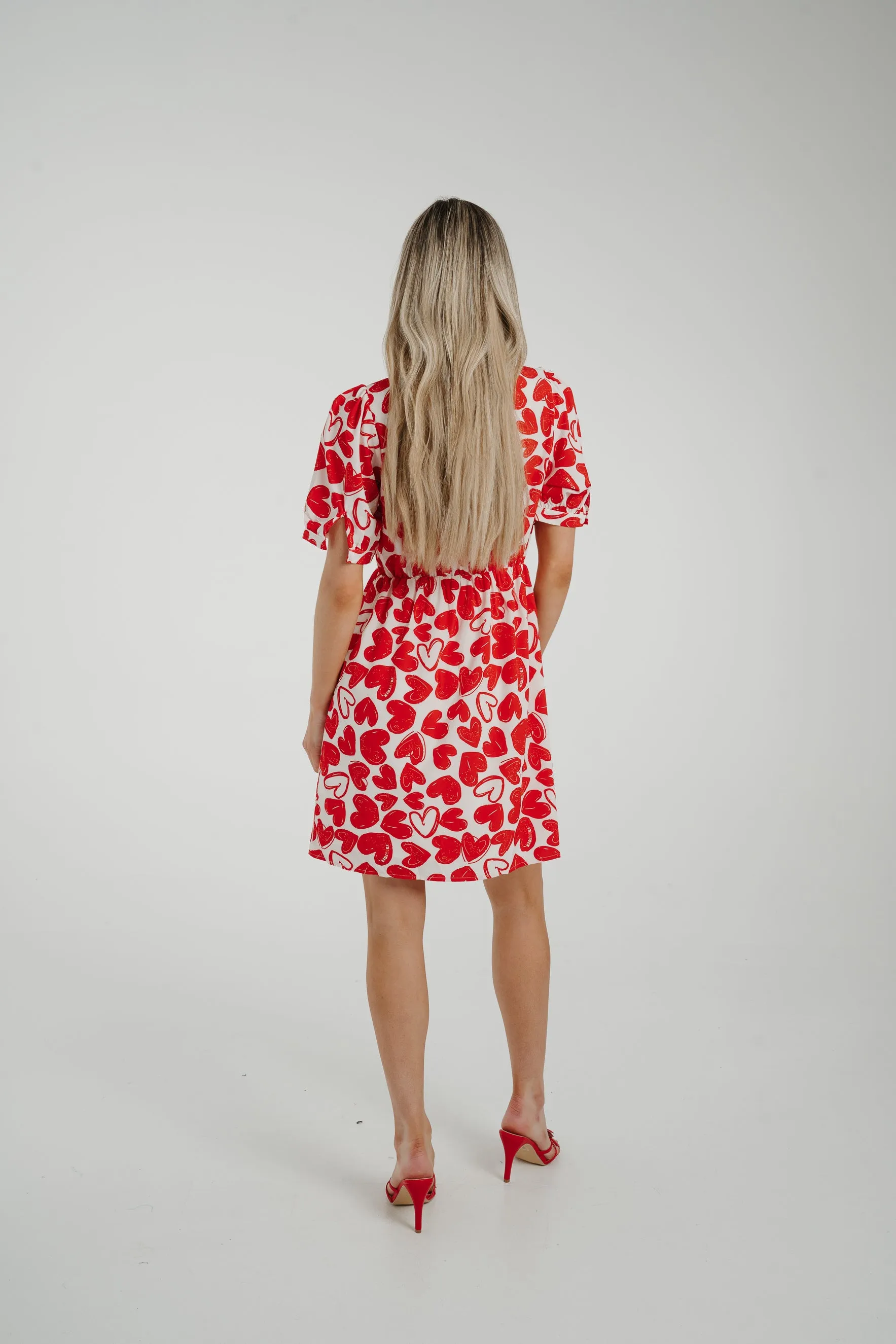 Ally Tie Front Dress In Red Mix