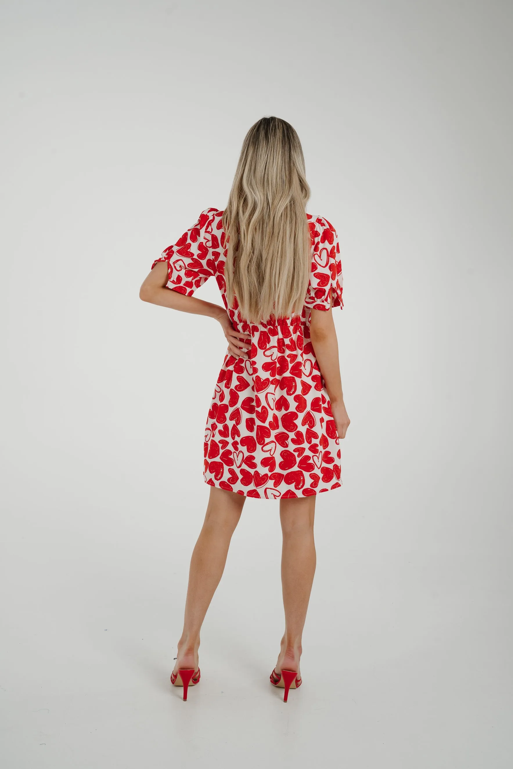 Ally Tie Front Dress In Red Mix