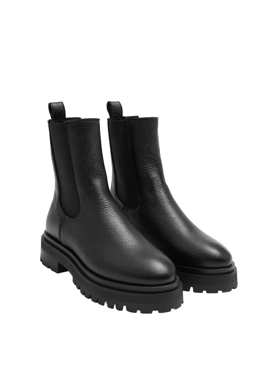 & Other Stories Black Lined Chunky Chelsea Leather Boots UK 7 EU 40 👠