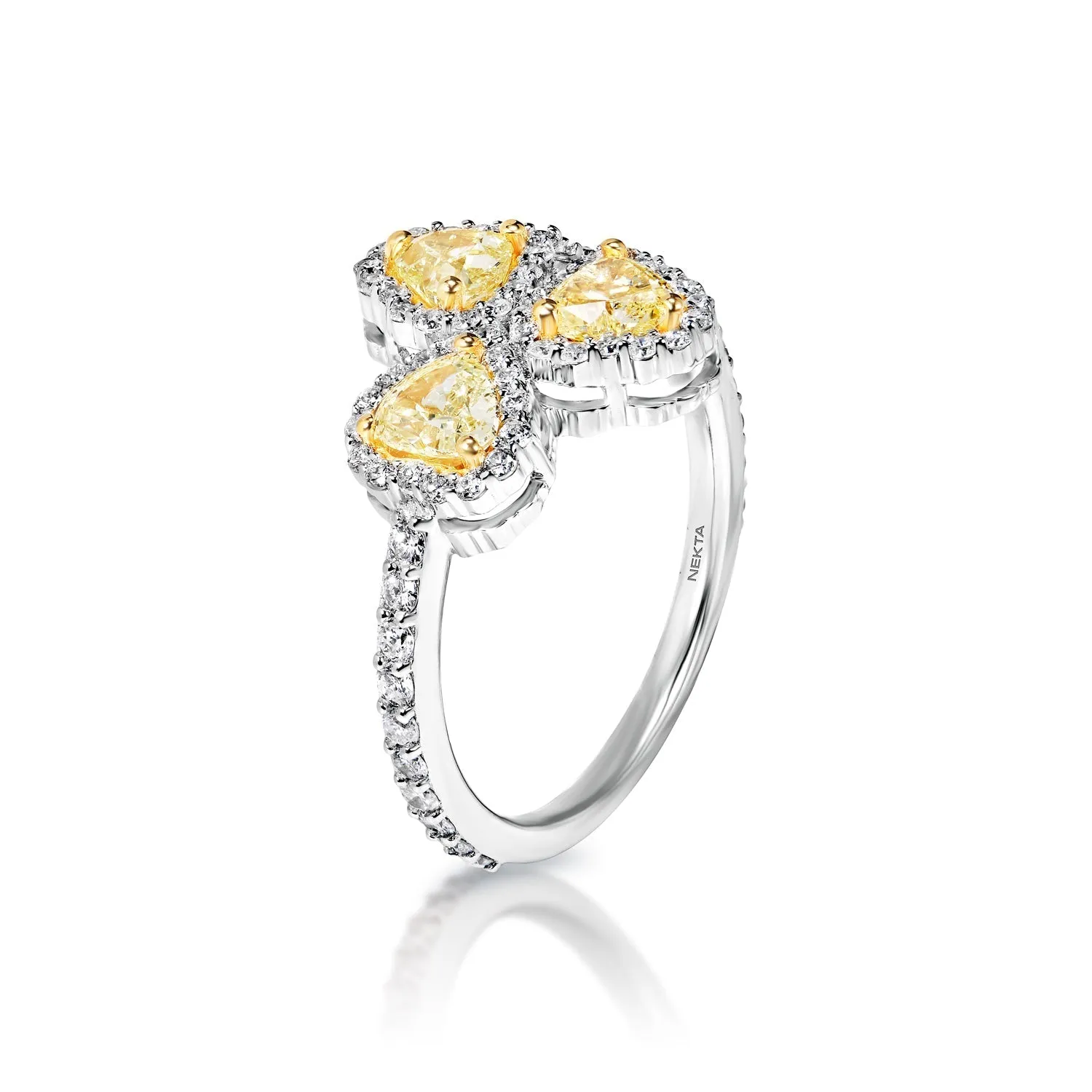 Aniyah 2 Carat Yellow Combine Mix Shape Diamond Engagement Ring in 14k White Gold By Mike Nekta