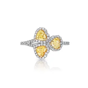 Aniyah 2 Carat Yellow Combine Mix Shape Diamond Engagement Ring in 14k White Gold By Mike Nekta