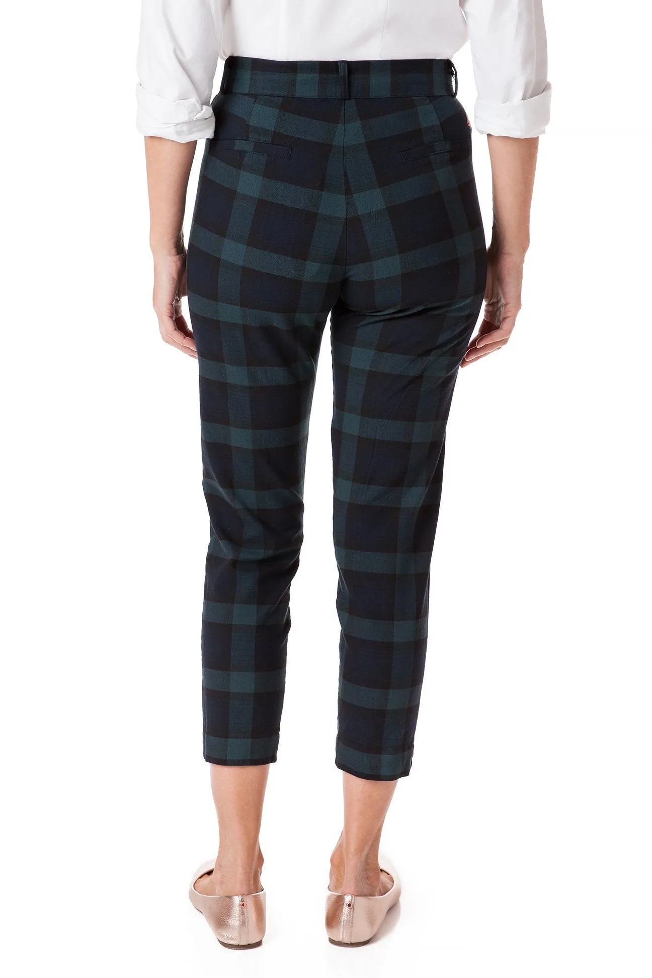 Ankle Capri Stretch Twill Blackwatch Tartan Plaid