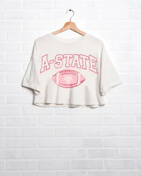 ASU Red Wolves Wonka Football Off White Cropped Tee