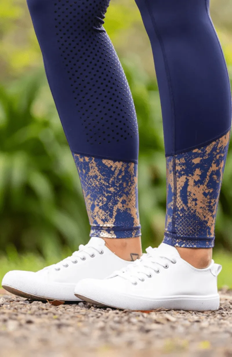 Bare Equestrian Tights Womens Performance Navy & Rose Gold