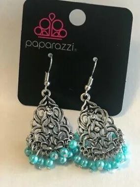 Baroque the Bank Blue and Silver Earrings - Paparazzi Accessories