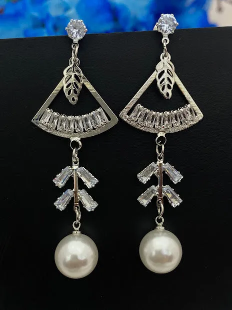 Beautiful American Diamond White Rhinestone Model Earrings