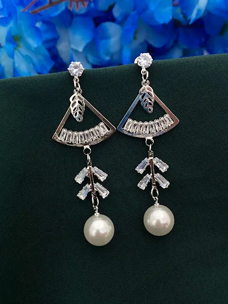 Beautiful American Diamond White Rhinestone Model Earrings