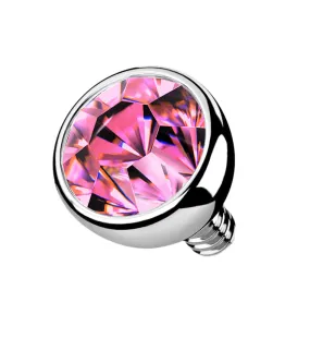 Bezel Pink CZ Titanium Internally Threaded Top