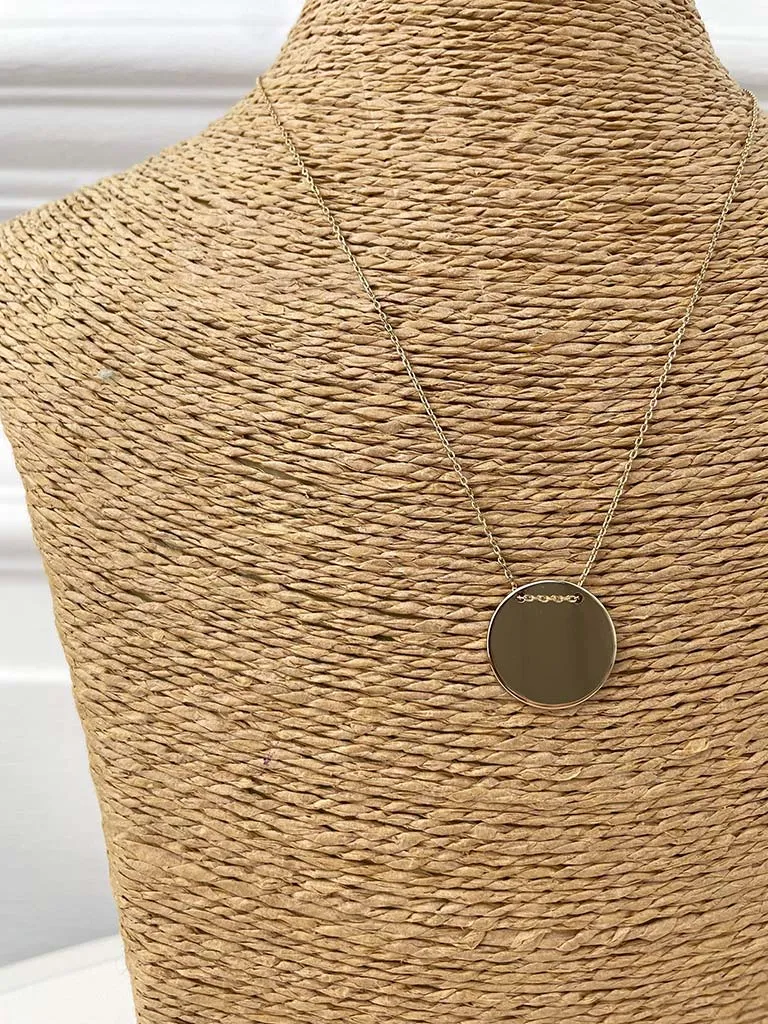 Big Metal Disc Necklace - Gold