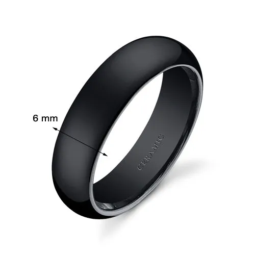 Black Ceramic unisex Band 6mm Size 11.5