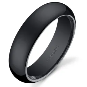 Black Ceramic unisex Band 6mm Size 11.5