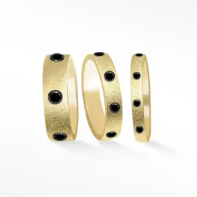 Black Diamond Sandblast 14k Yellow Gold Ring