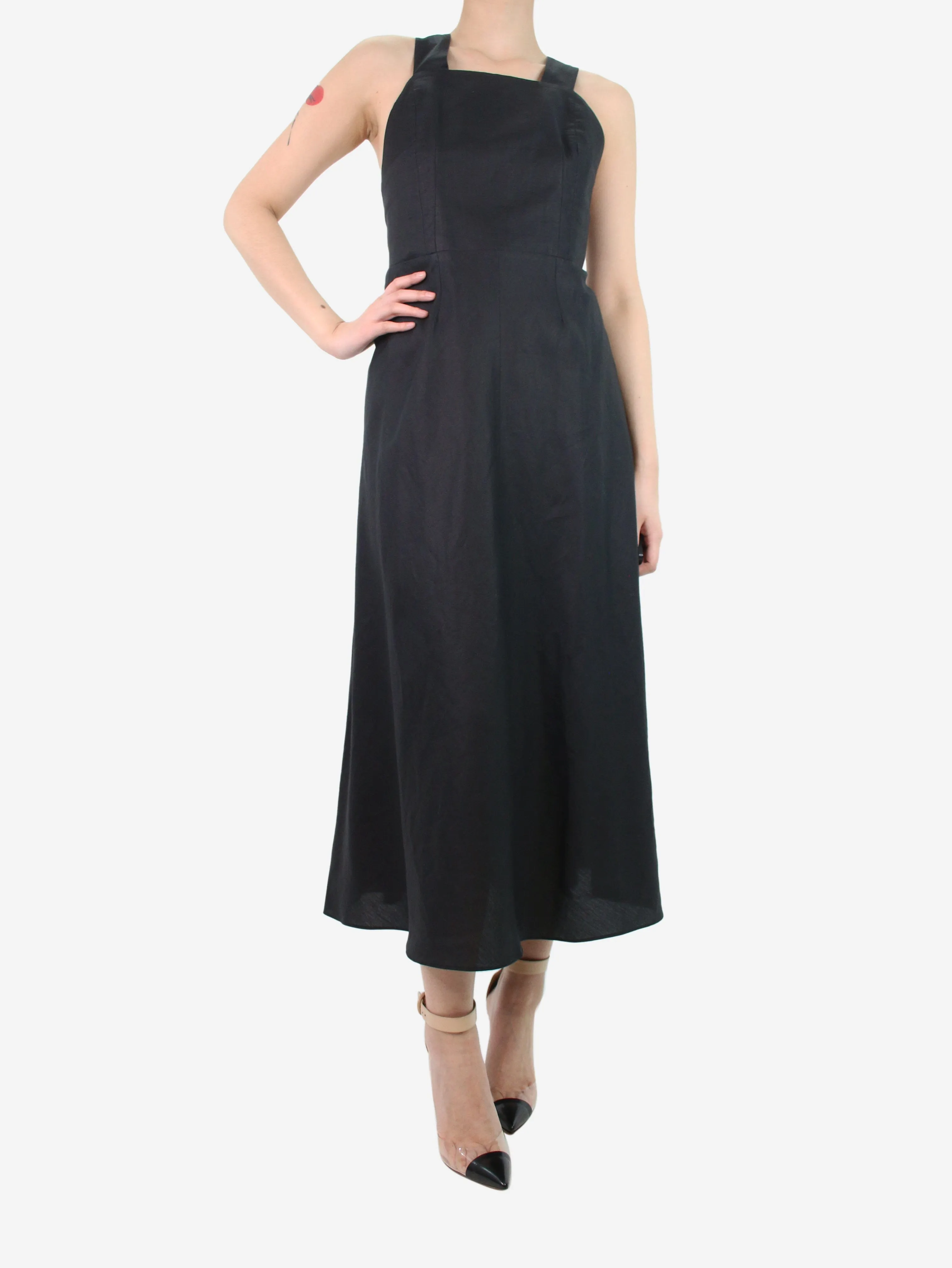 Black pinafore style dress - size UK 8