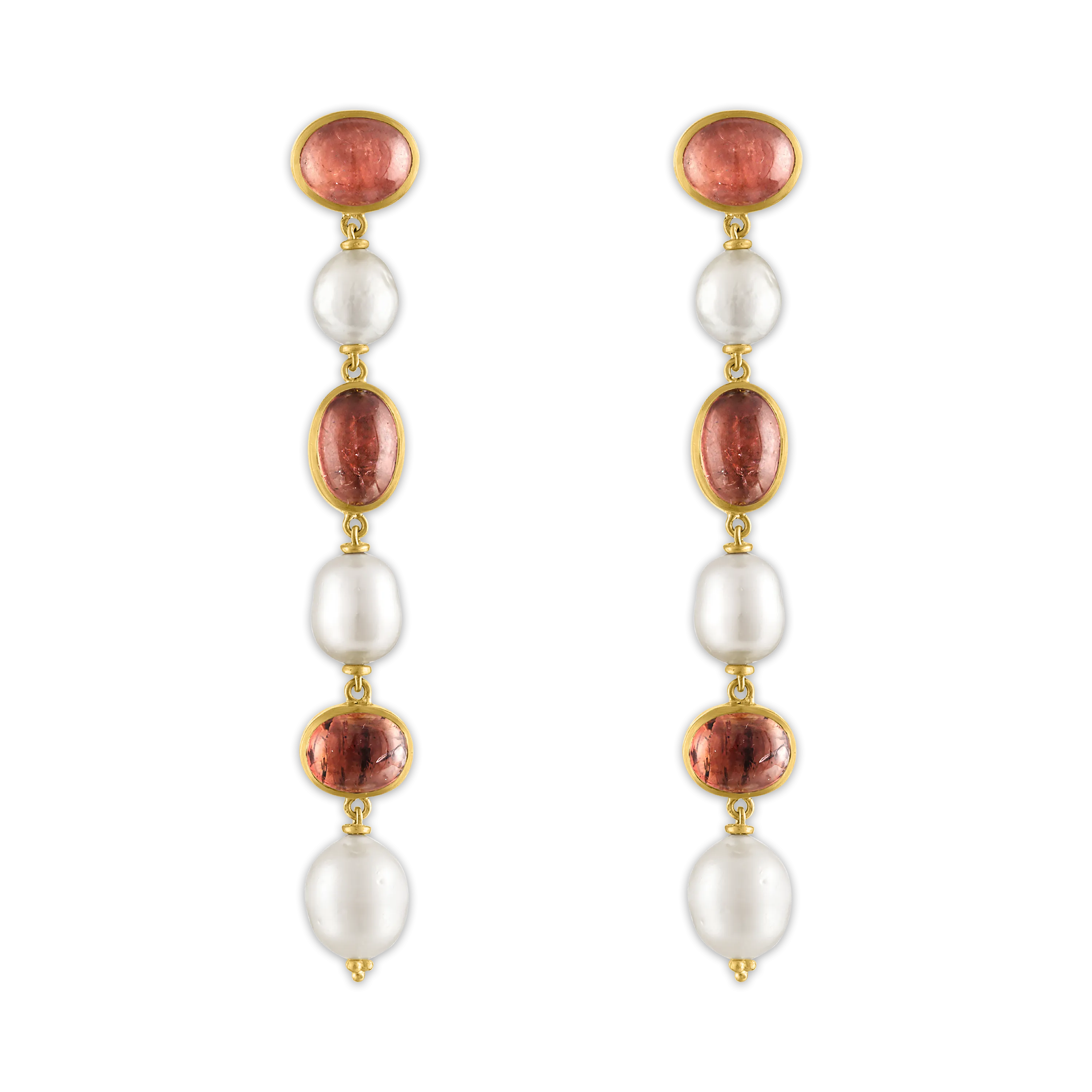 Blush Tourmaline and Pearl Chime Earrings