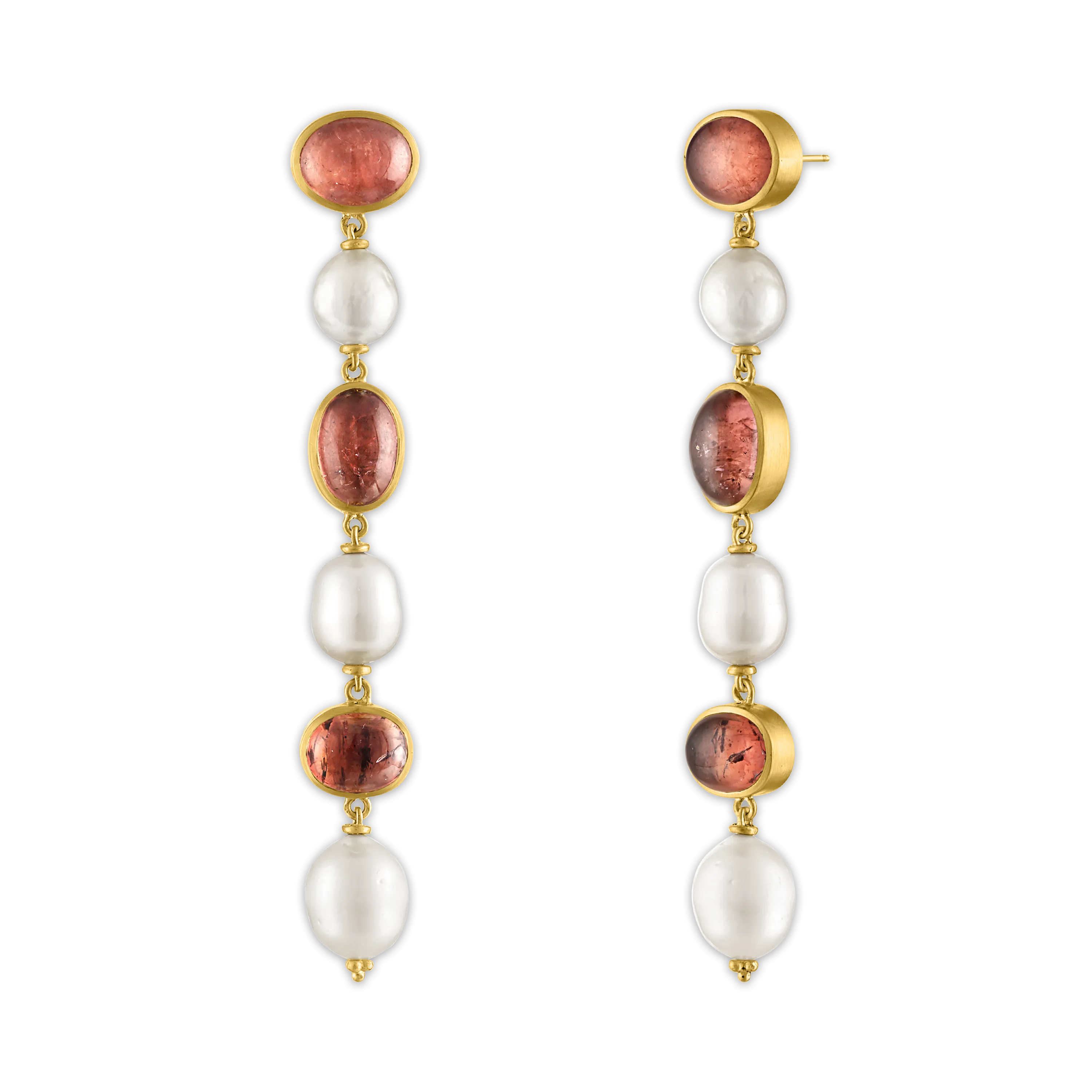 Blush Tourmaline and Pearl Chime Earrings