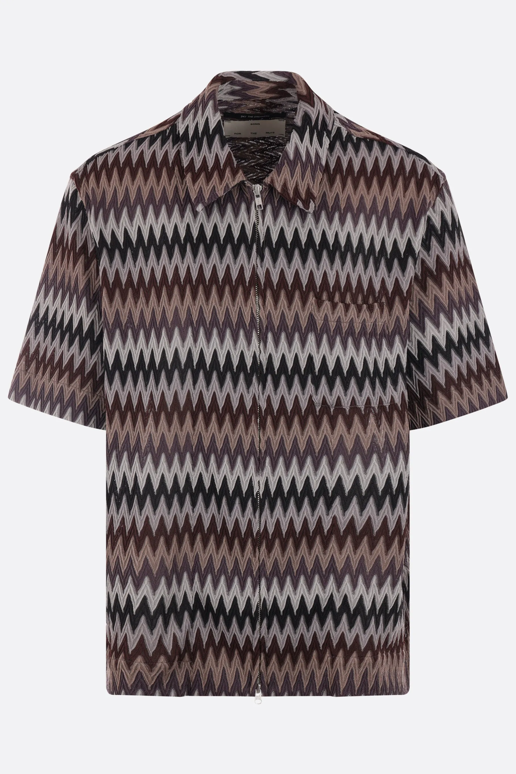 Box ZIg Zag technical knit full-zip shirt