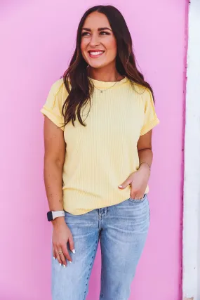 Britt Corded Top-Yellow