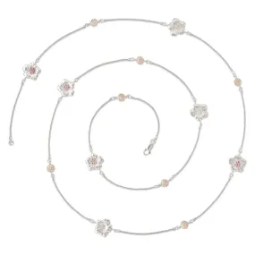 Buccellati - Blossoms Gardenia - Station Necklace with Pink Sapphires, Sterling Silver with Gold Accents