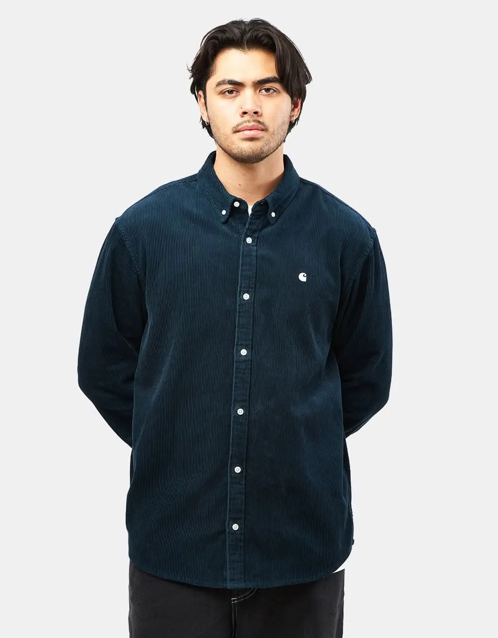 Carhartt WIP L/S Madison Cord Shirt - Duck Blue/Wax