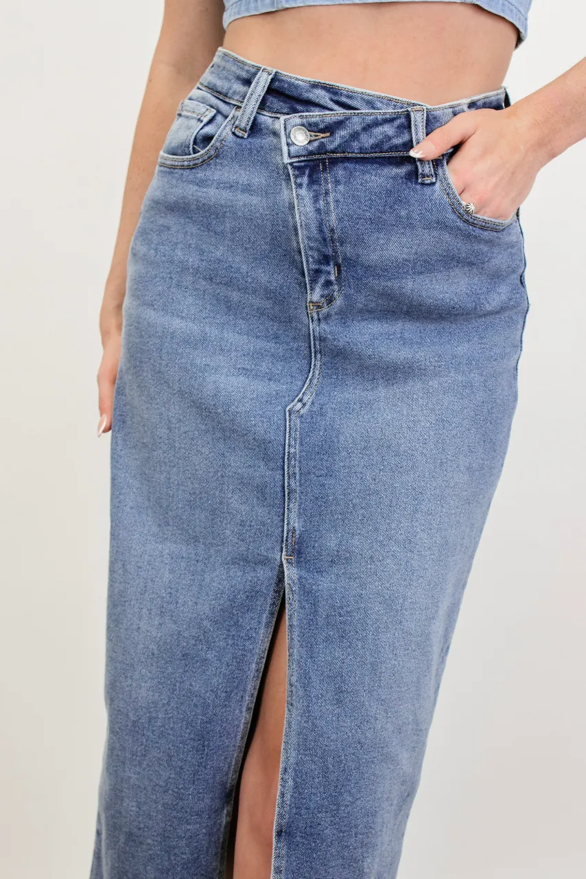 Carry On Denim Midi Skirt