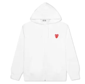 CDG PLAY STACKED HEART HOODED SWEATSHIRT - WHITE