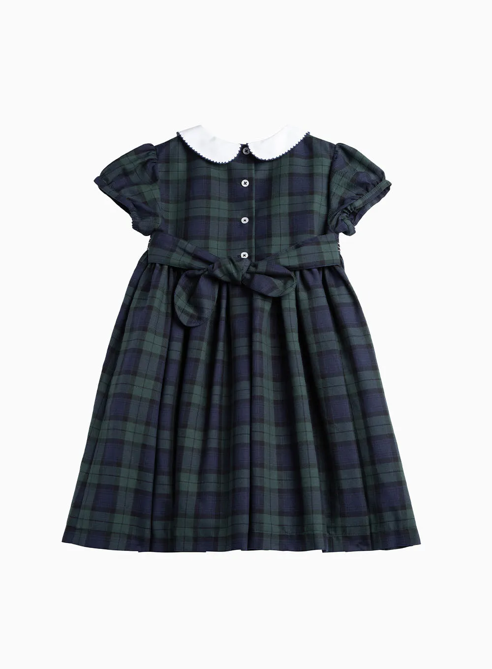 Charlotte Smocked Dress in Navy Tartan