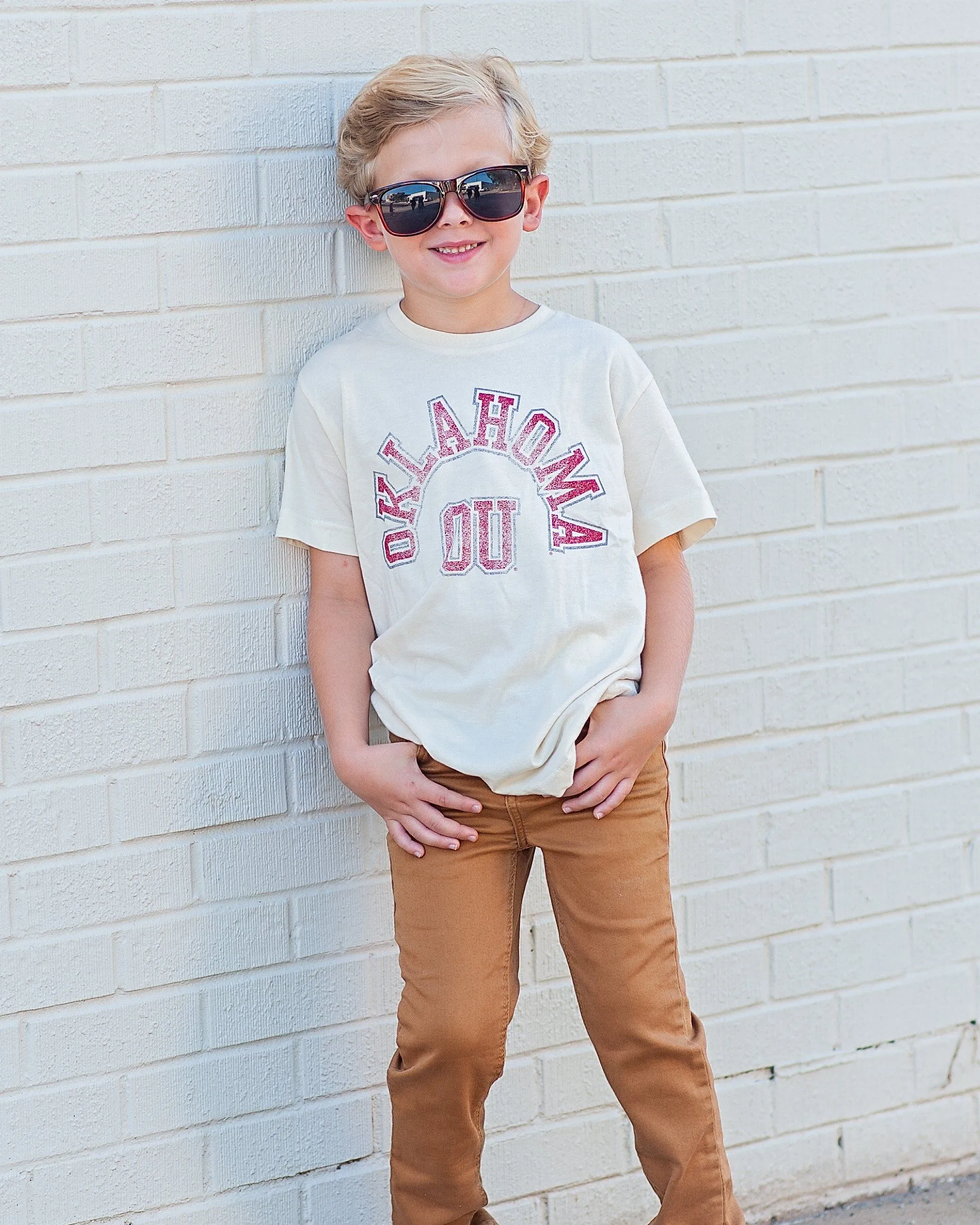 Children's OU Mega Arch Oatmeal Tee