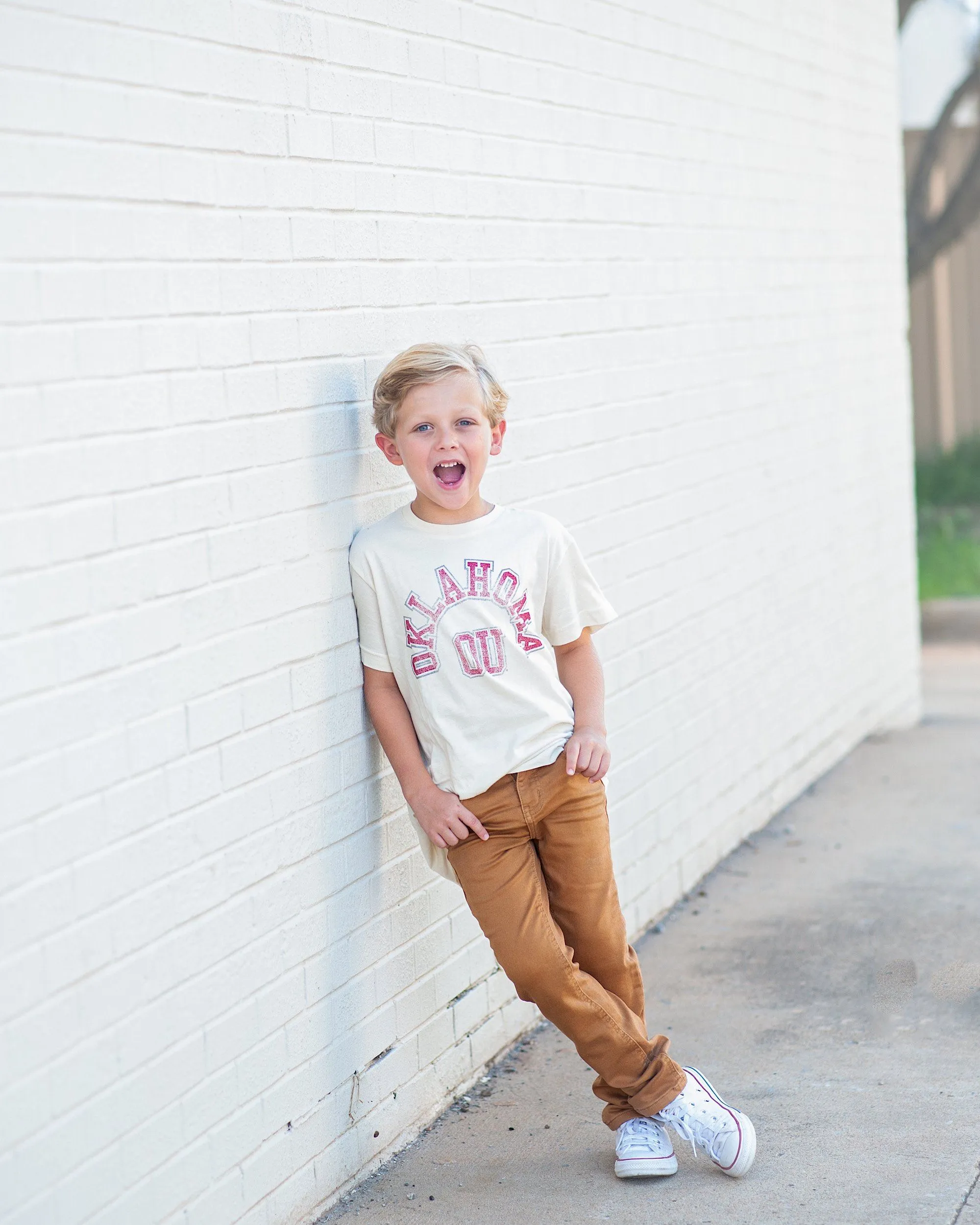 Children's OU Mega Arch Oatmeal Tee