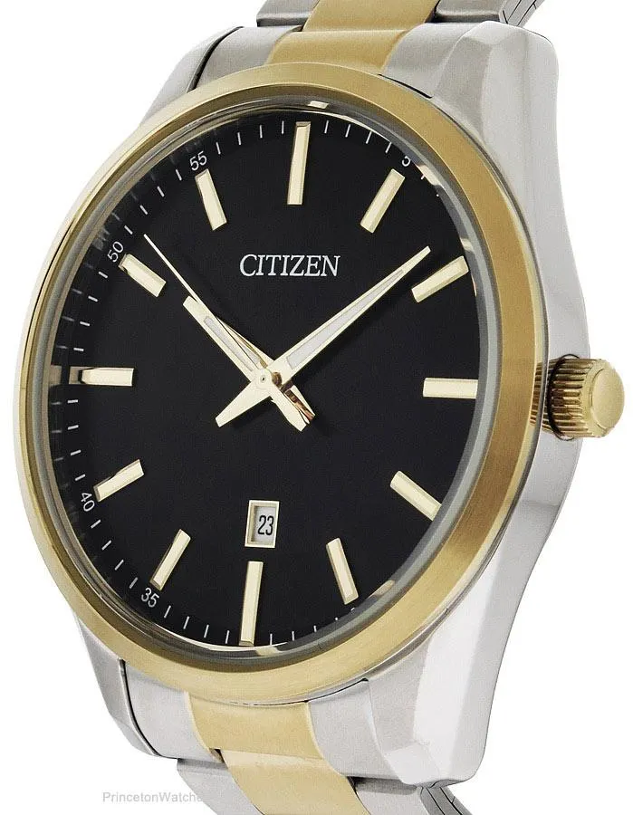 Citizen Quartz Mens Watch - Black Dial - Two-Tone - Bracelet - Date - 30m