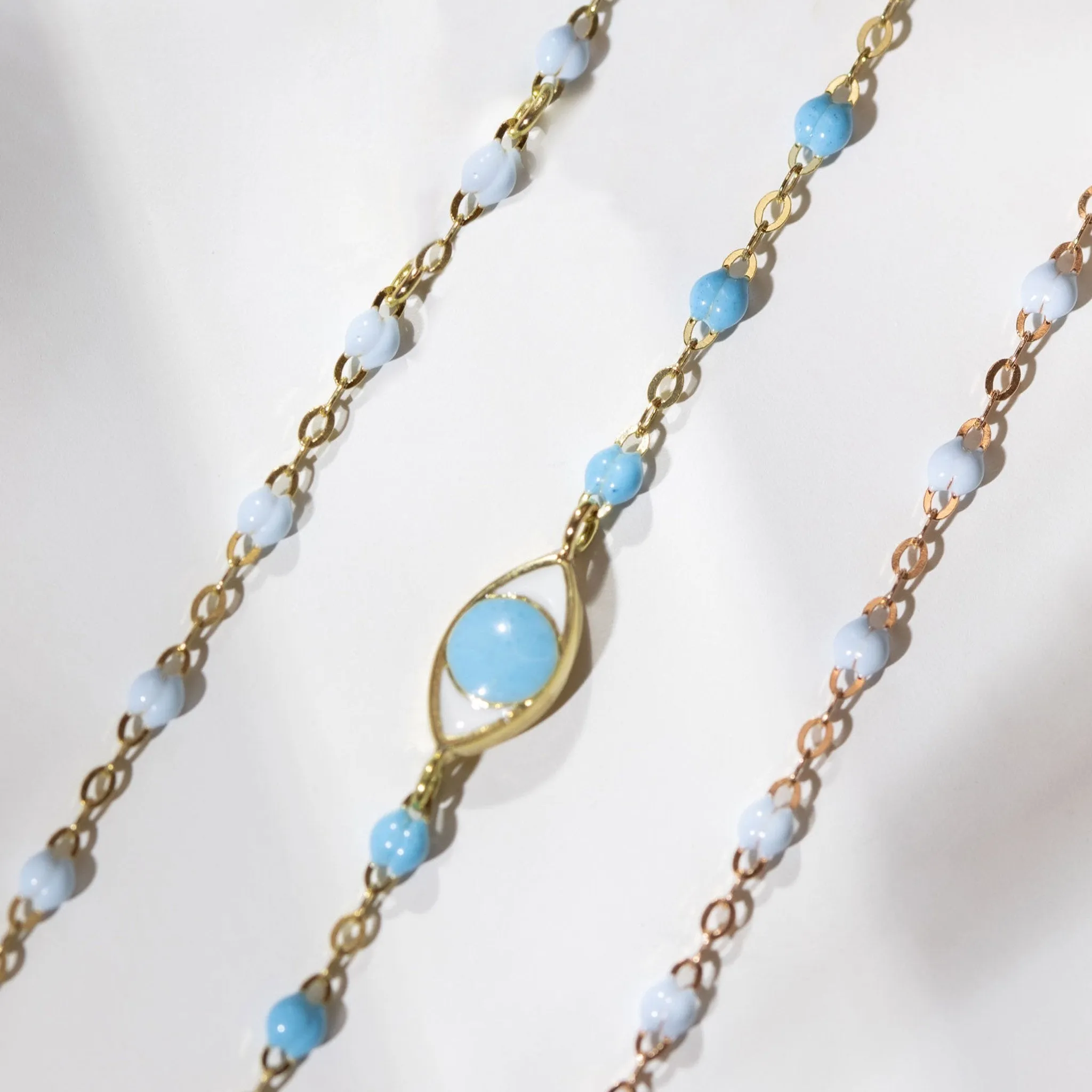 Classic Gigi Baby Blue bracelet, Yellow Gold, 6.7"