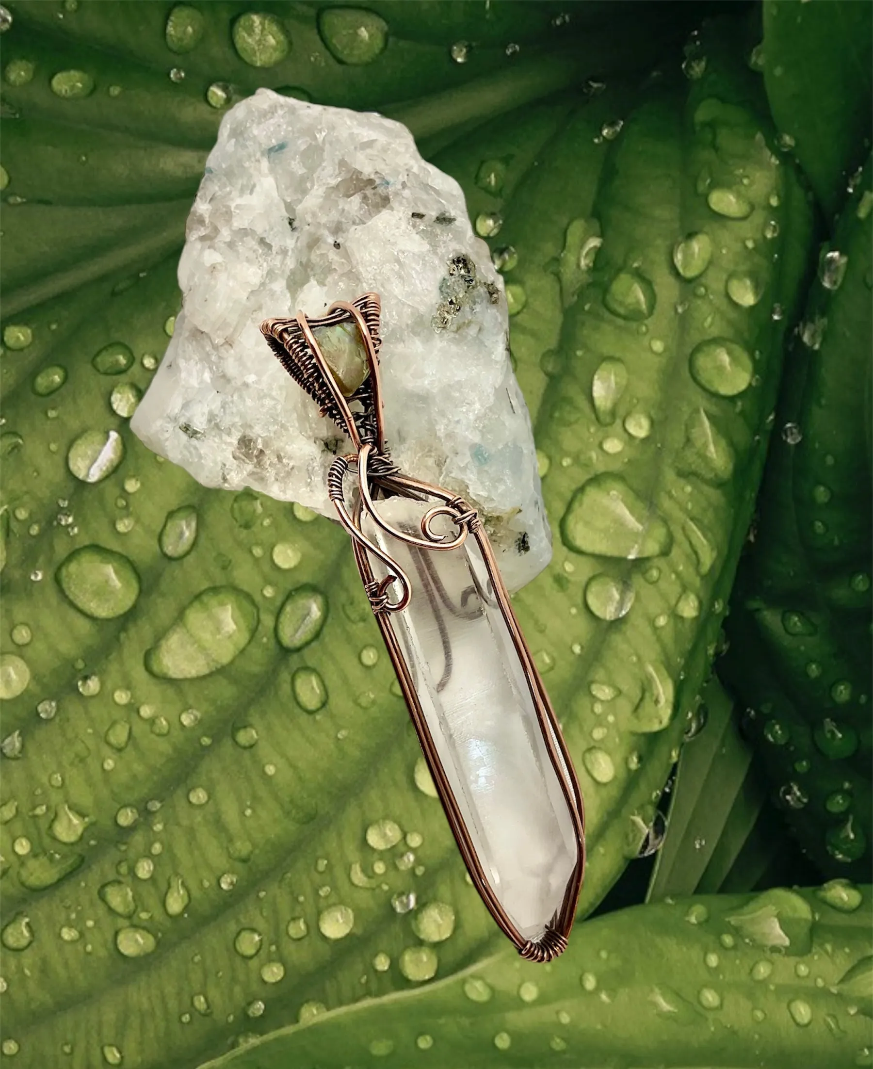 Clear Quartz Point with Labradorite Accent