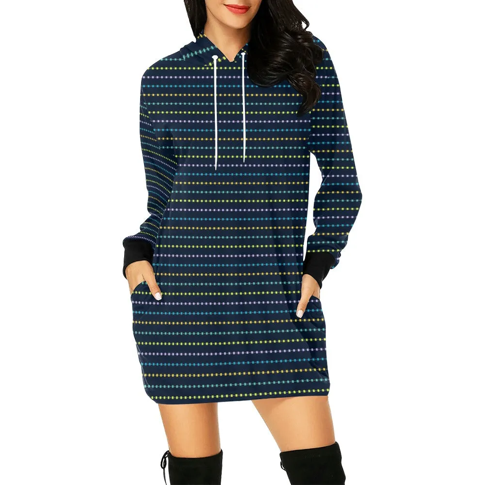 colored square polka dots 10 C All Over Print Hoodie Mini Dress (Model H27)