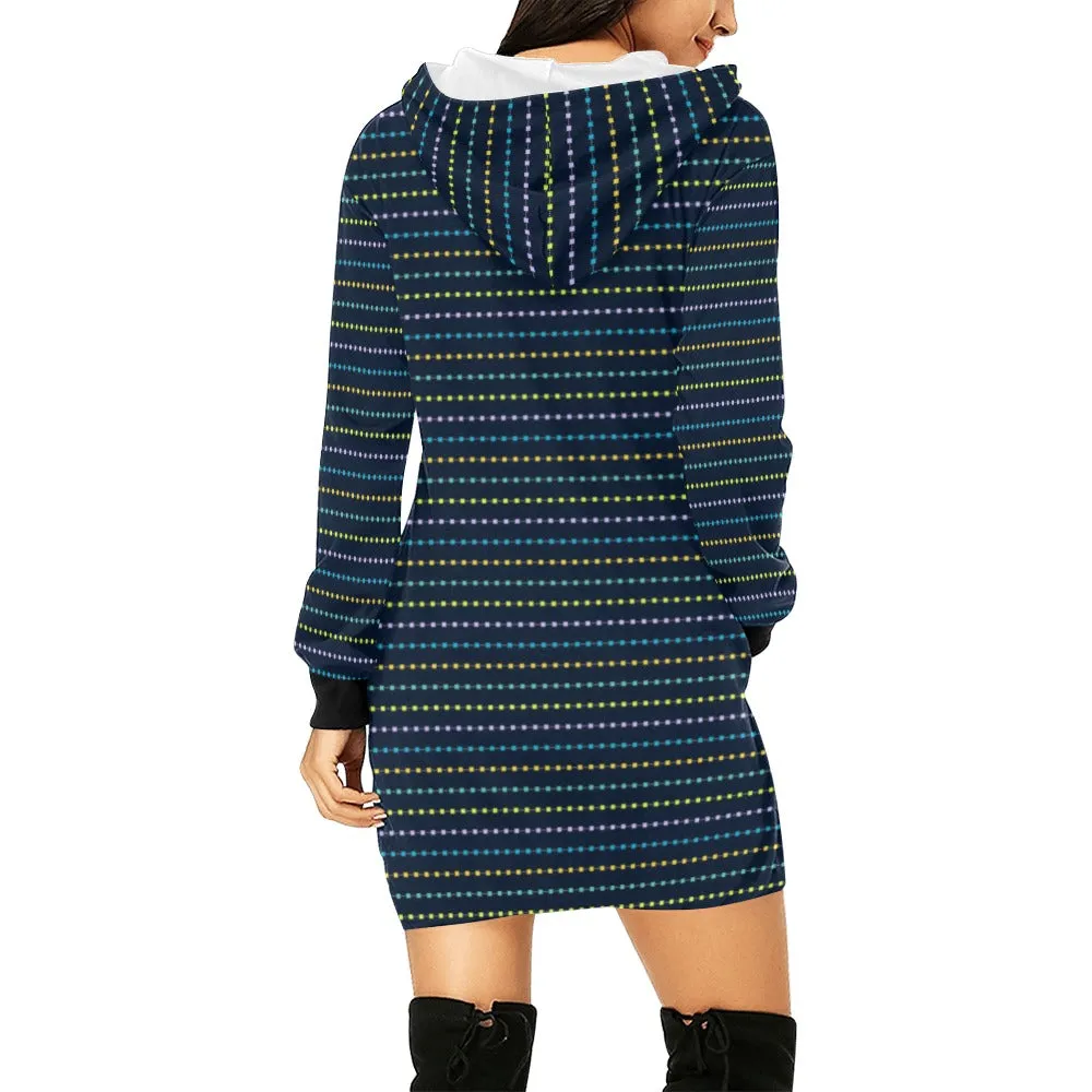 colored square polka dots 10 C All Over Print Hoodie Mini Dress (Model H27)