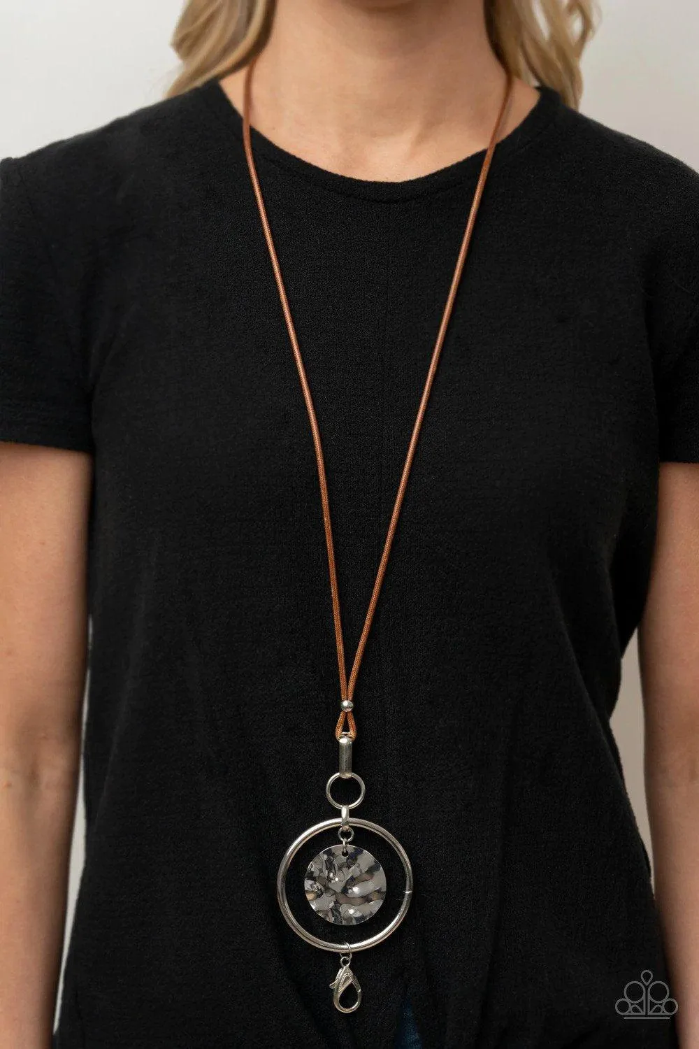 CORD-inated Effort Brown Lanyard Necklace - Paparazzi Accessories