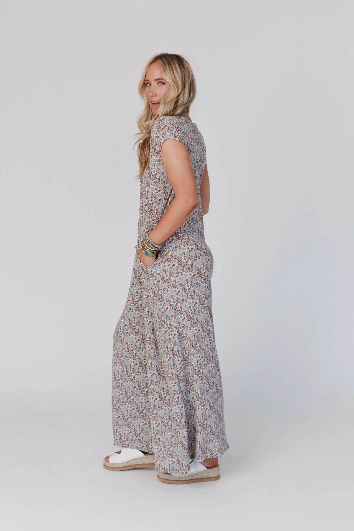 Daphne Floral Print Jumpsuit - Cream