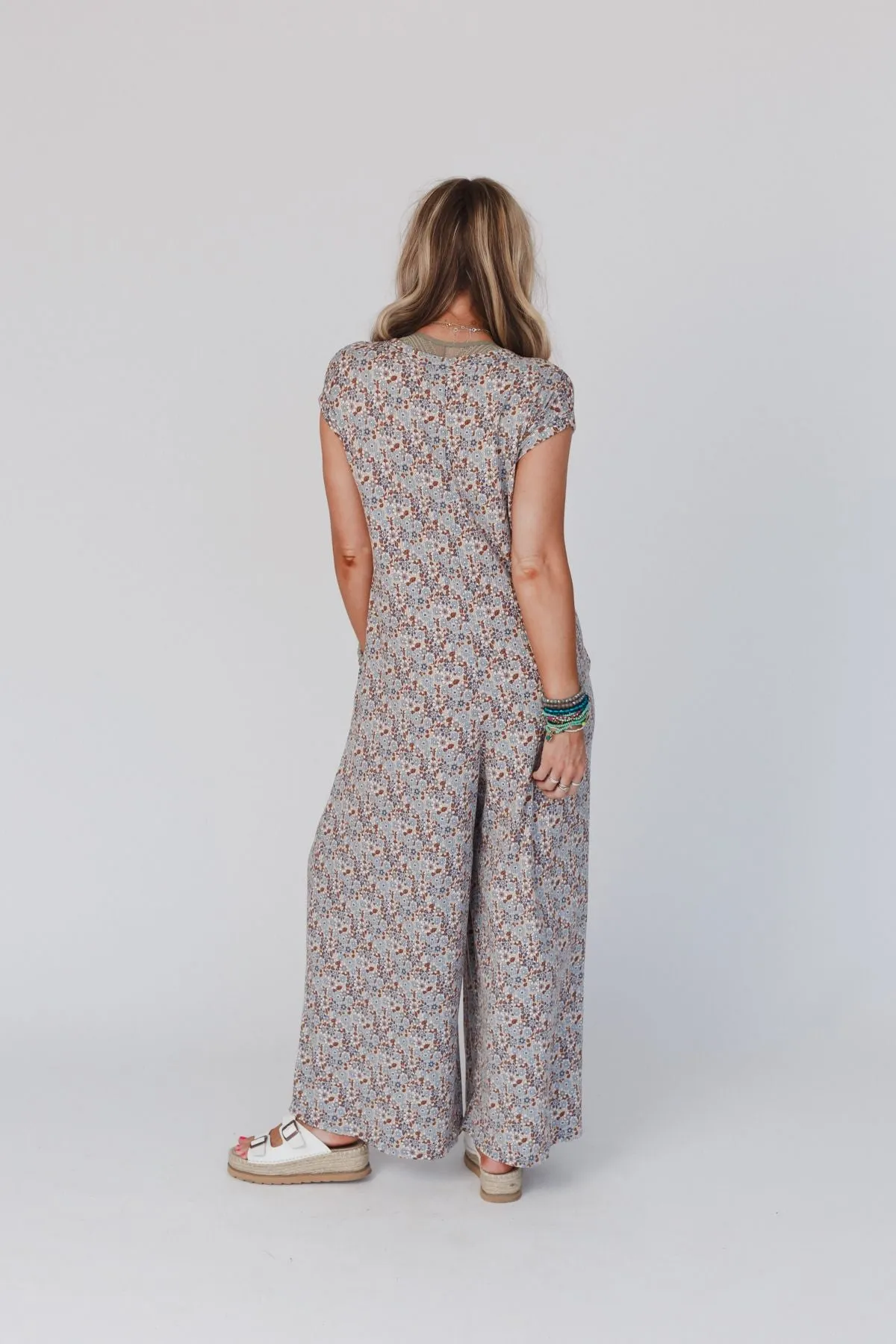 Daphne Floral Print Jumpsuit - Cream