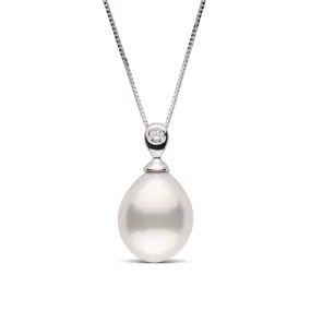 Dew Collection 9.0-10.0 mm White Drop Freshwater Pearl and Diamond Pendant