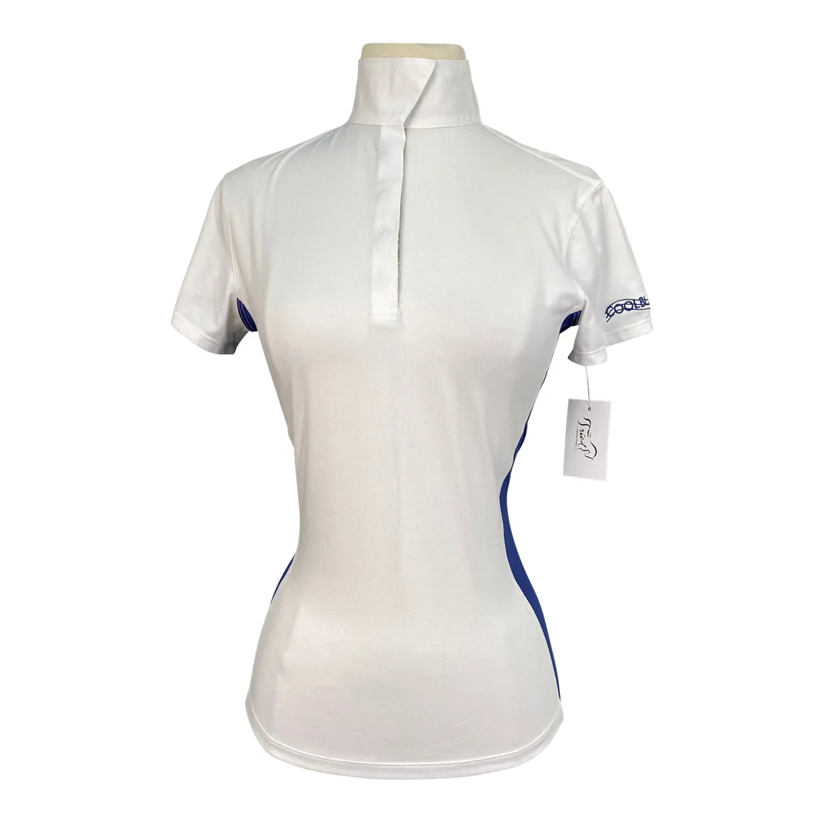 Dover Saddlery CoolBlast Show Shirt in White/Blue - Women's XS