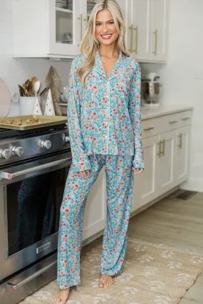 Dream Big Blue Flora & Fauna L/S Bamboo Pajama Set