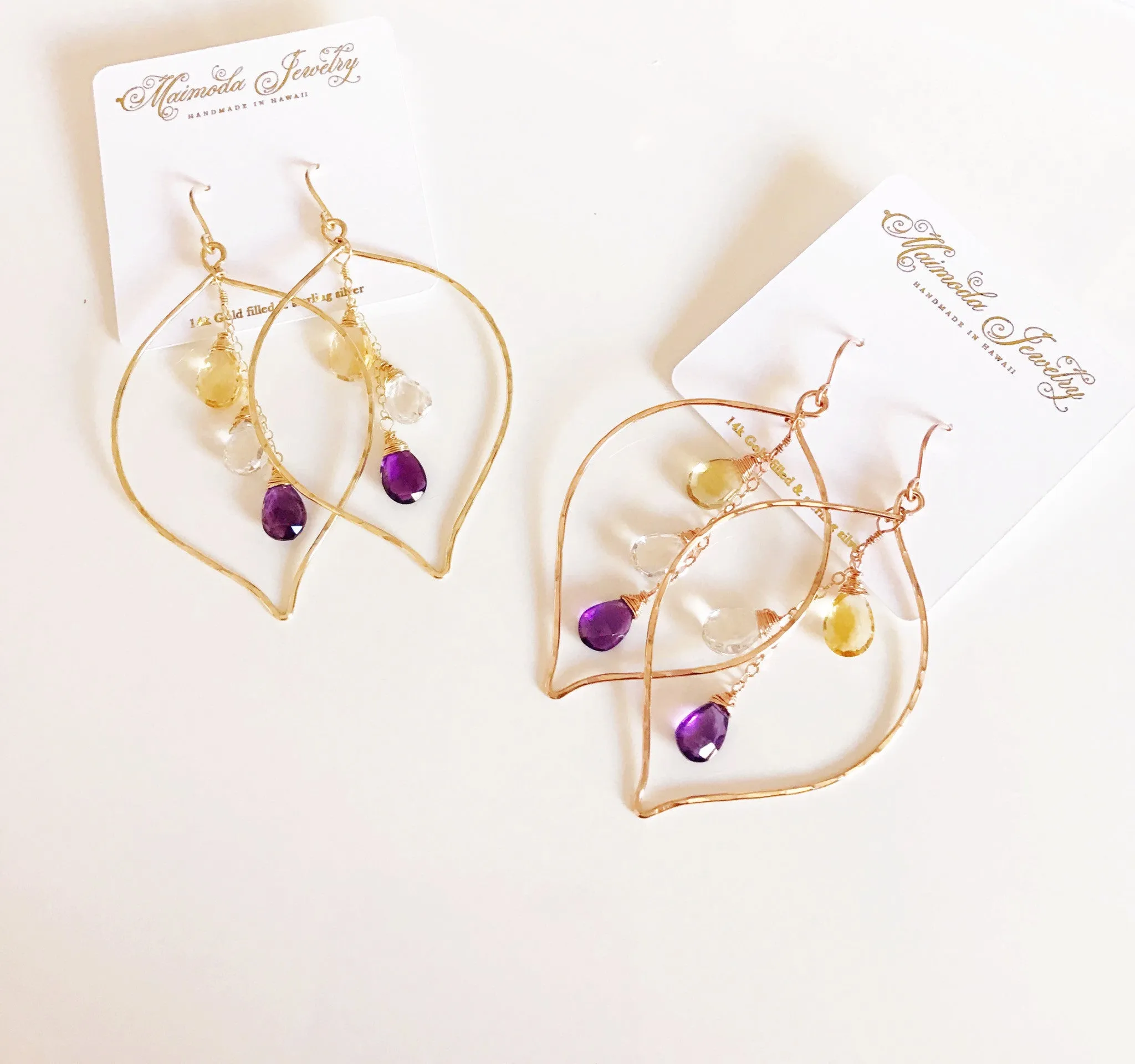 Earrings Yuri - amethyst/crystal quartz/citrine  (E103)