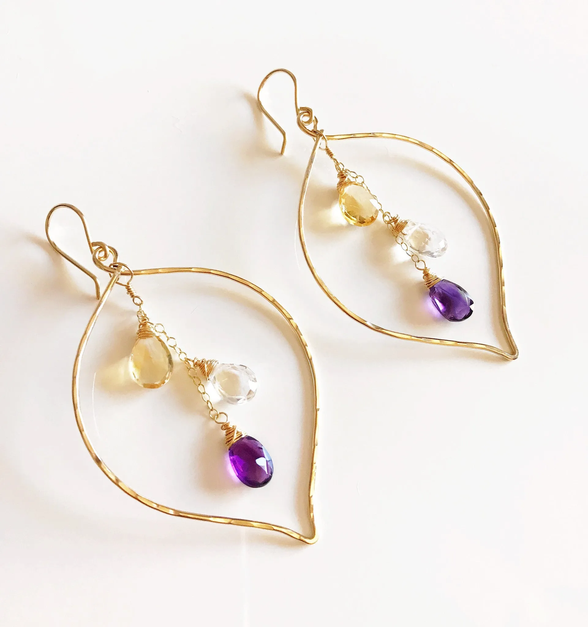 Earrings Yuri - amethyst/crystal quartz/citrine  (E103)